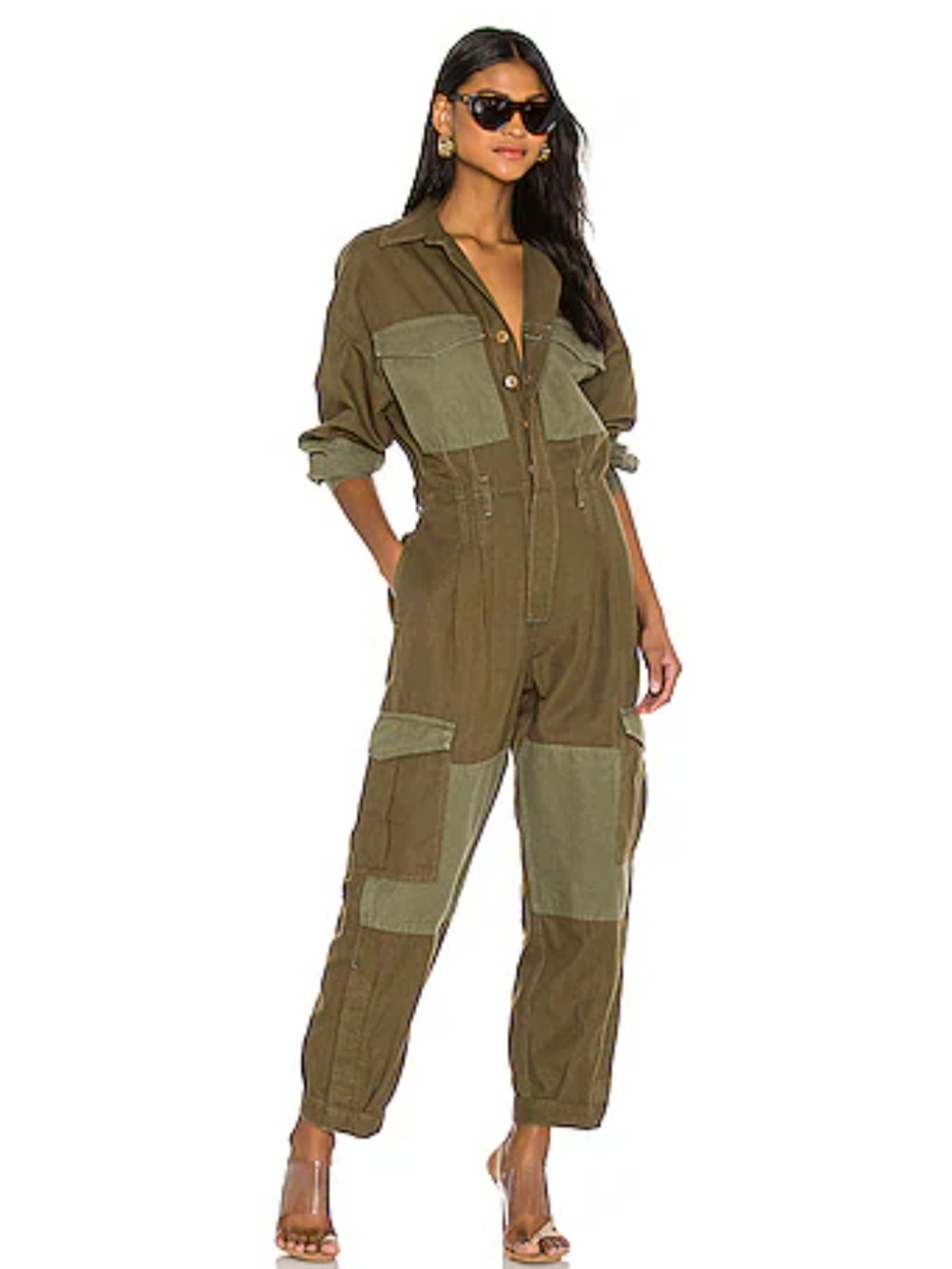 Citizens of Humanity Camille Jumpsuit Olive Green - Altered Raw Neck - S